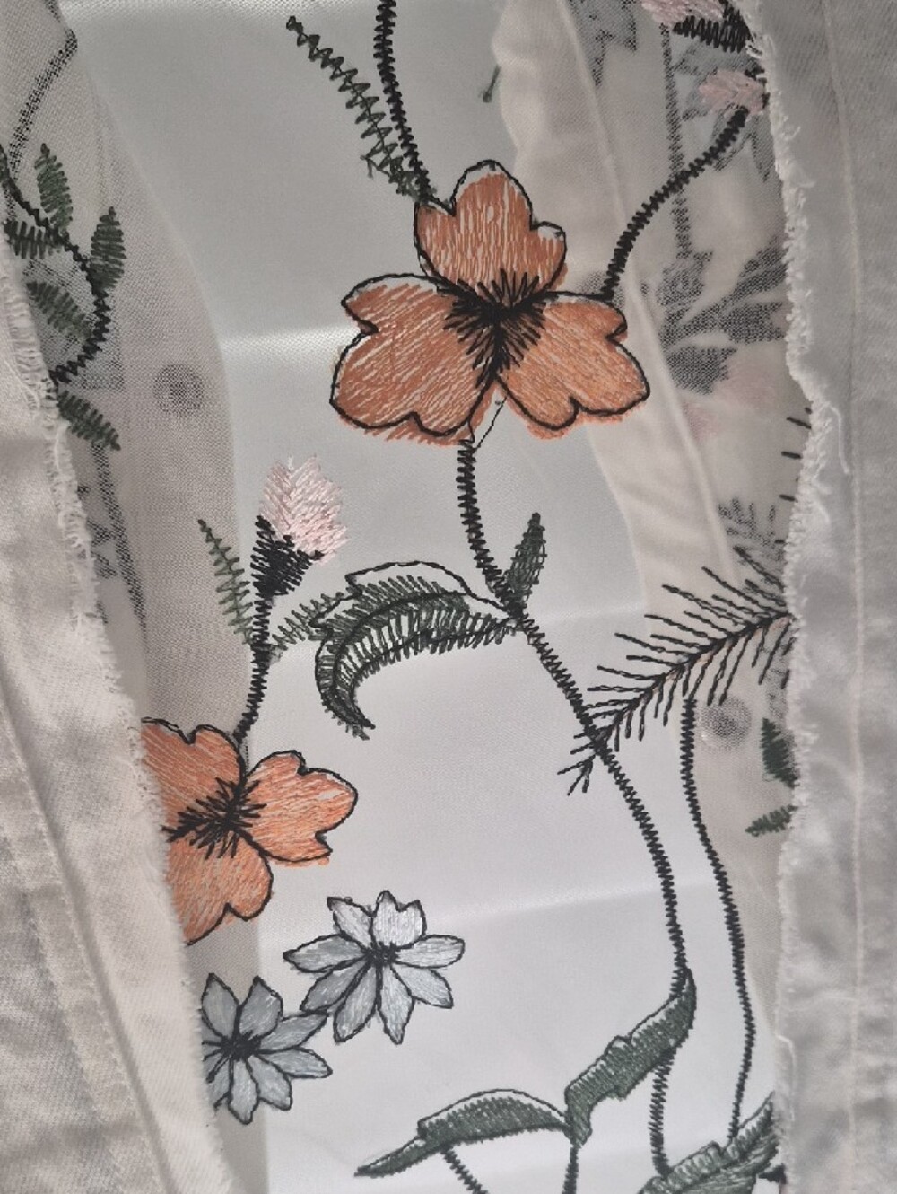 Adore White Floral Embroidered Jean Jacket - Picture 4 of 5